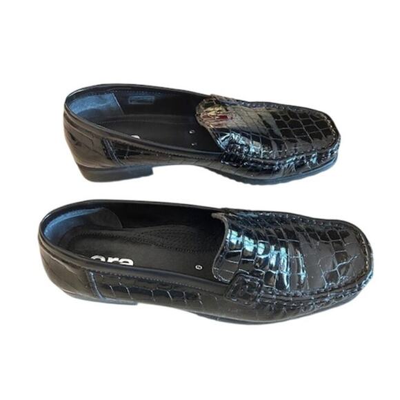 ara Portland Croc-Embossed Patent Loafers 8.5 M – Black, Slip-On - Picture 5 of 9